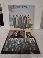 Front cover Foreigner self-titled LP with Double Vision inner sleeves visible