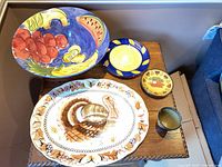 Group view showing all five ceramic and stoneware pieces