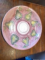 Top view of large hand-painted pear motif platter