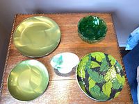 Top view showing all eight items on table