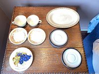 Top view of entire 13-piece lot on table