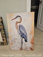 Front view of blue heron canvas print