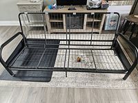 futon frame unfolded, metal construction