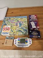 Group shot of all five items laid on table