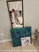 Mirror, large foliage painting, small Unwind print