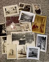 Overview of scattered vintage photographs
