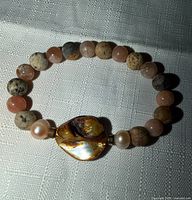 Full view of stretch bracelet showing bead arrangement