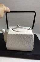 Side view showing full teapot with handle attached