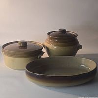 All three stoneware pieces front view