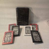 Front view of entire lot showing album and six frames