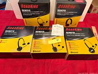 Five RoadKing headset boxes displayed
