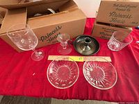 All items in lot including crystal goblet, cordial, two plates, candle holder, Princess House boxes