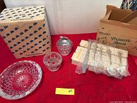 Overall lot with crystal items, flatware boxes and lighter