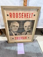 Full view of framed Roosevelt & Truman poster