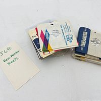 Stack and spread of View-Master reels in sleeves