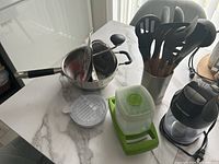 All items grouped on countertop