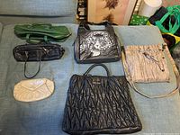 Group shot showing all six purses