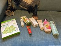 All items laid out on couch