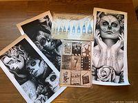 All five prints laid out on table