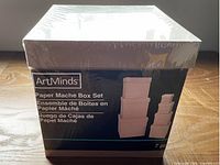 Front of sealed ArtMinds Paper Mache Box Set package
