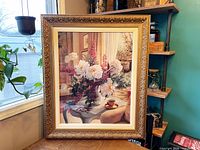 Full view of framed floral print showing overall appearance and size