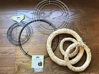 Group shot of all straw wreath bases and metal forms