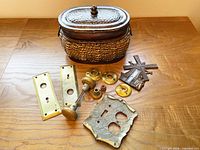 Group shot showing all metal items on table