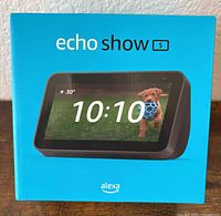 Front of sealed Echo Show 5 retail box