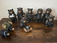 All ten nativity bear figurines displayed on tabletop