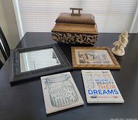 all six decor items arranged on table