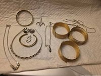 All jewellery laid out to show quantity and variety