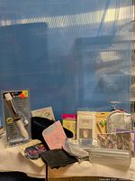 Group shot of all packaged personal care and accessories on table