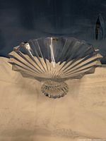 Top view of flared scalloped lead crystal pedestal bowl