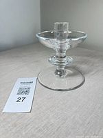 Full view of clear crystal candlestick showing proportions