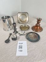 Overview of all metal items on table