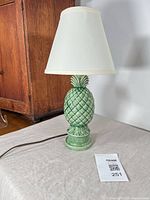 Full view of lamp with shade off, unlit, shows overall design and condition