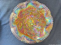 Top view showing full open rose pattern and iridescence