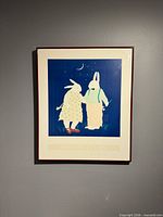 Front view of framed Paris Bottman bunny art print
