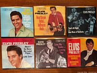 Six Elvis Presley picture sleeves laid out