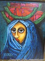 Full view of framed Richard Sorby acrylic painting