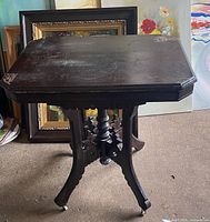 Full view of Victorian Eastlake walnut parlour table