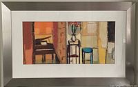 Full view of framed print showing artwork, mat and metal frame