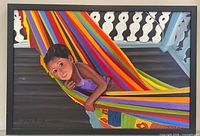 Full view of framed painting showing composition and frame