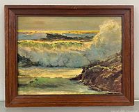 Front view of framed Robert Wood seascape canvas print