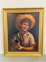 Full view of framed lithograph showing frame style and artwork subject