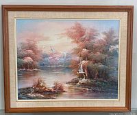 Full view of framed oil painting showing entire artwork and frame