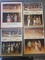 Group shot of all four mounted photographs showing racing and presentation images