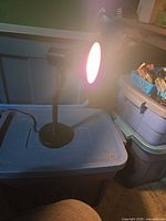 Lamp illuminated showing shade and gooseneck