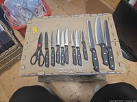 Full set laid out showing all knives and shears