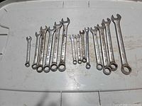 All 13 Mastercraft combination wrenches laid out